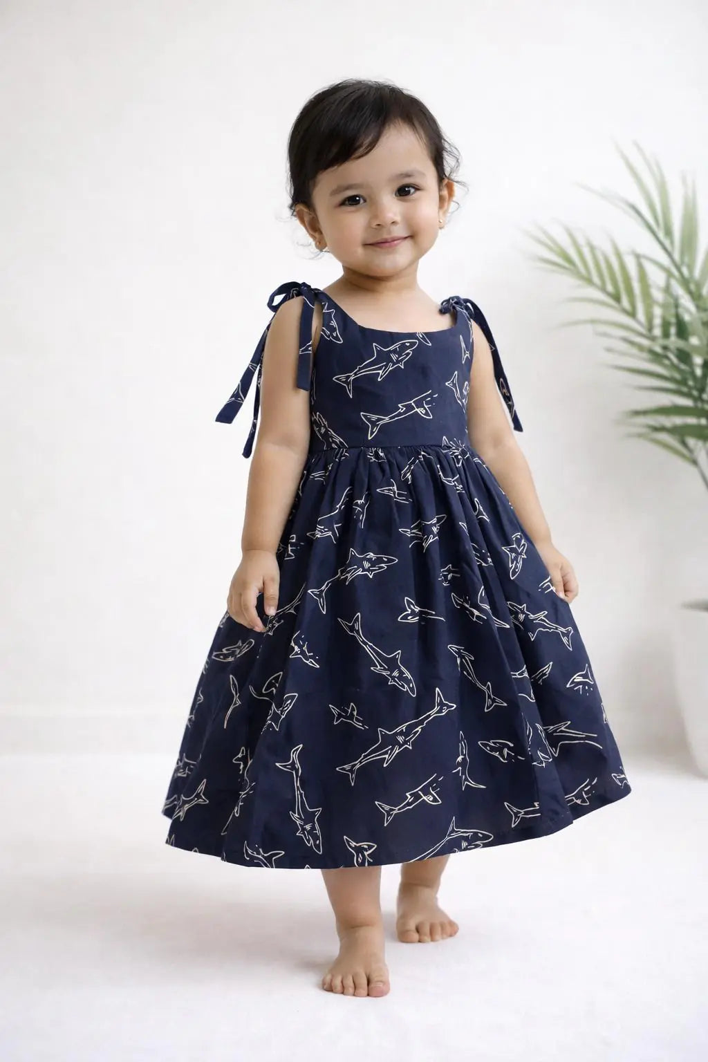 ๐ฆ Little Explorer Shark Cotton Frock ๐ image 0