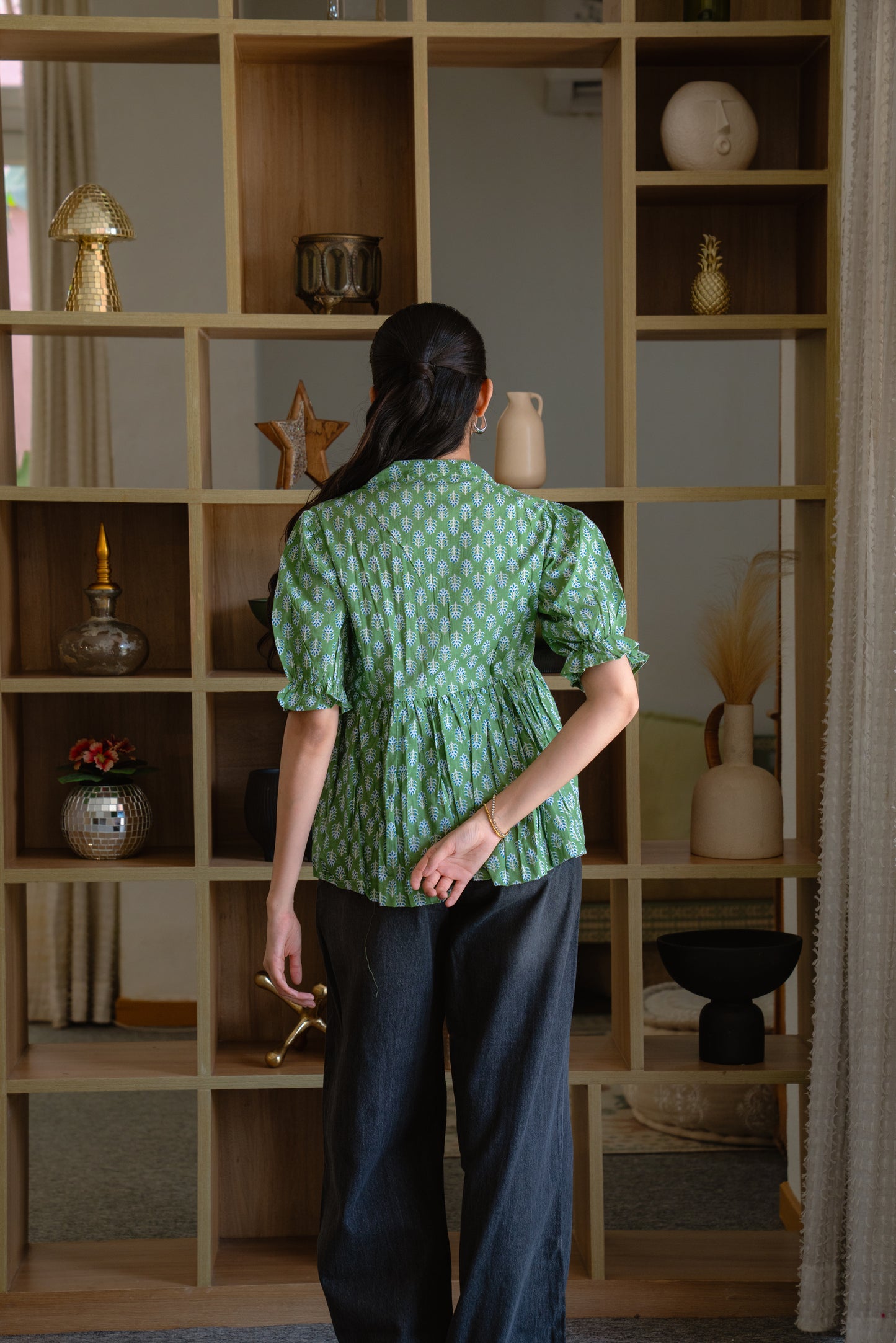 Sage Green - Cotton Peplum Top