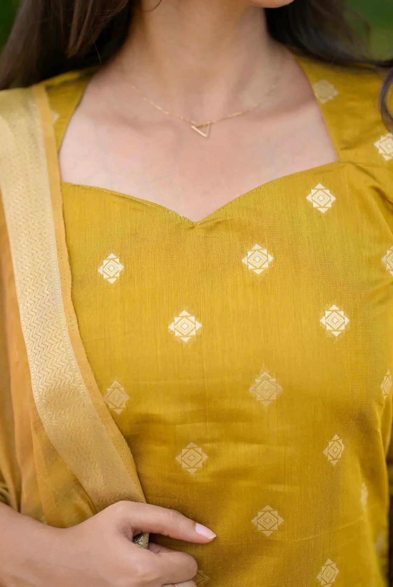 Mastard Yellow Chanderi Salwar Suit image 1