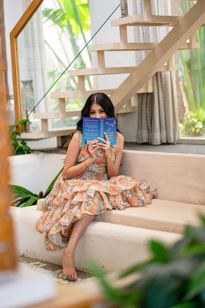 Yellow Floral Ruffle Dress