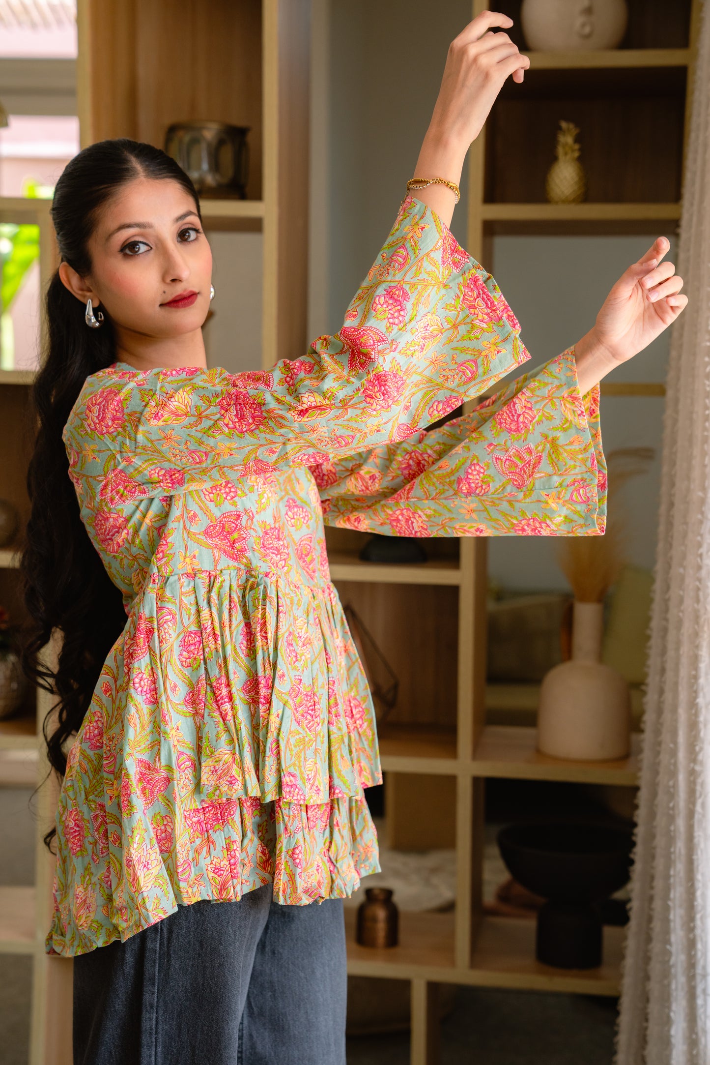 Mint Blossom - Double Layer peplum top