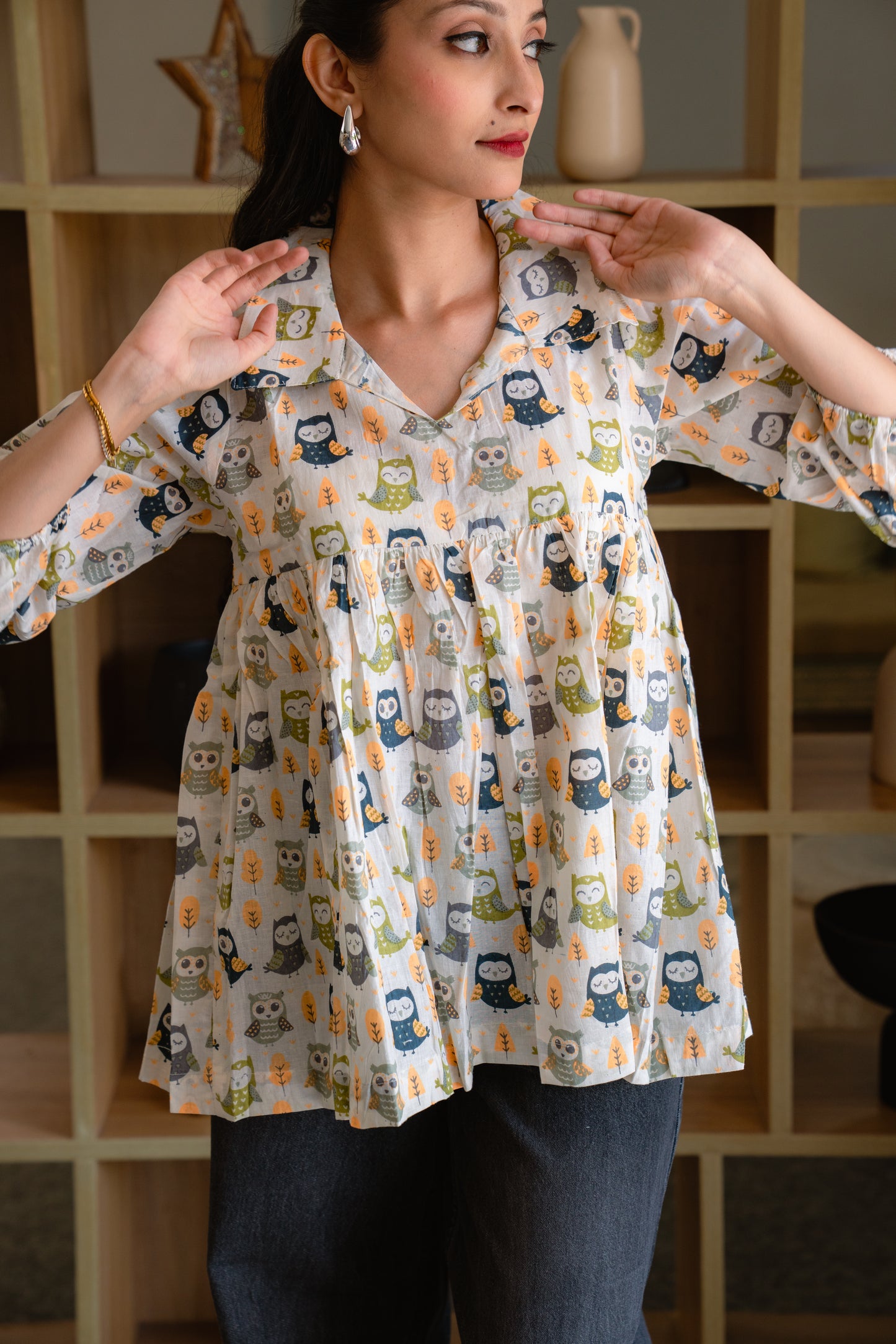 Forest Friends - Cotton Peplum Top