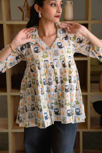 Forest Friends - Cotton Peplum Top