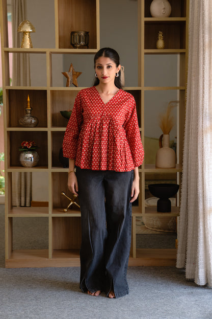 Ruby Bloom - Cotton Peplum Top