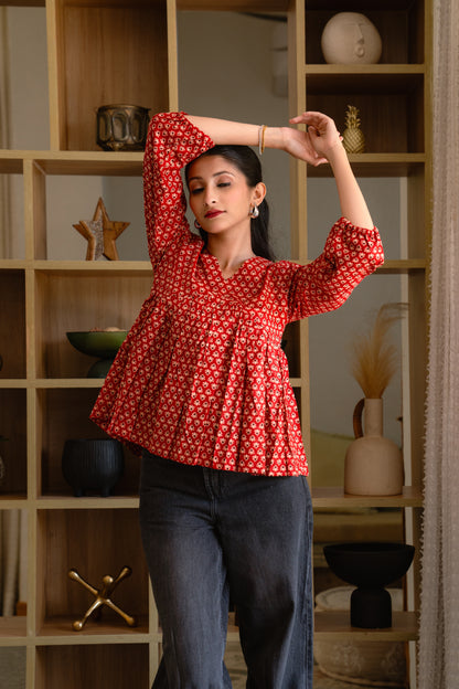 Ruby Bloom - Cotton Peplum Top