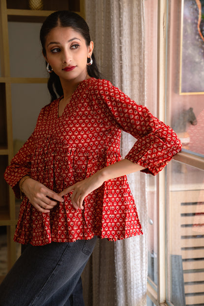 Ruby Bloom - Cotton Peplum Top