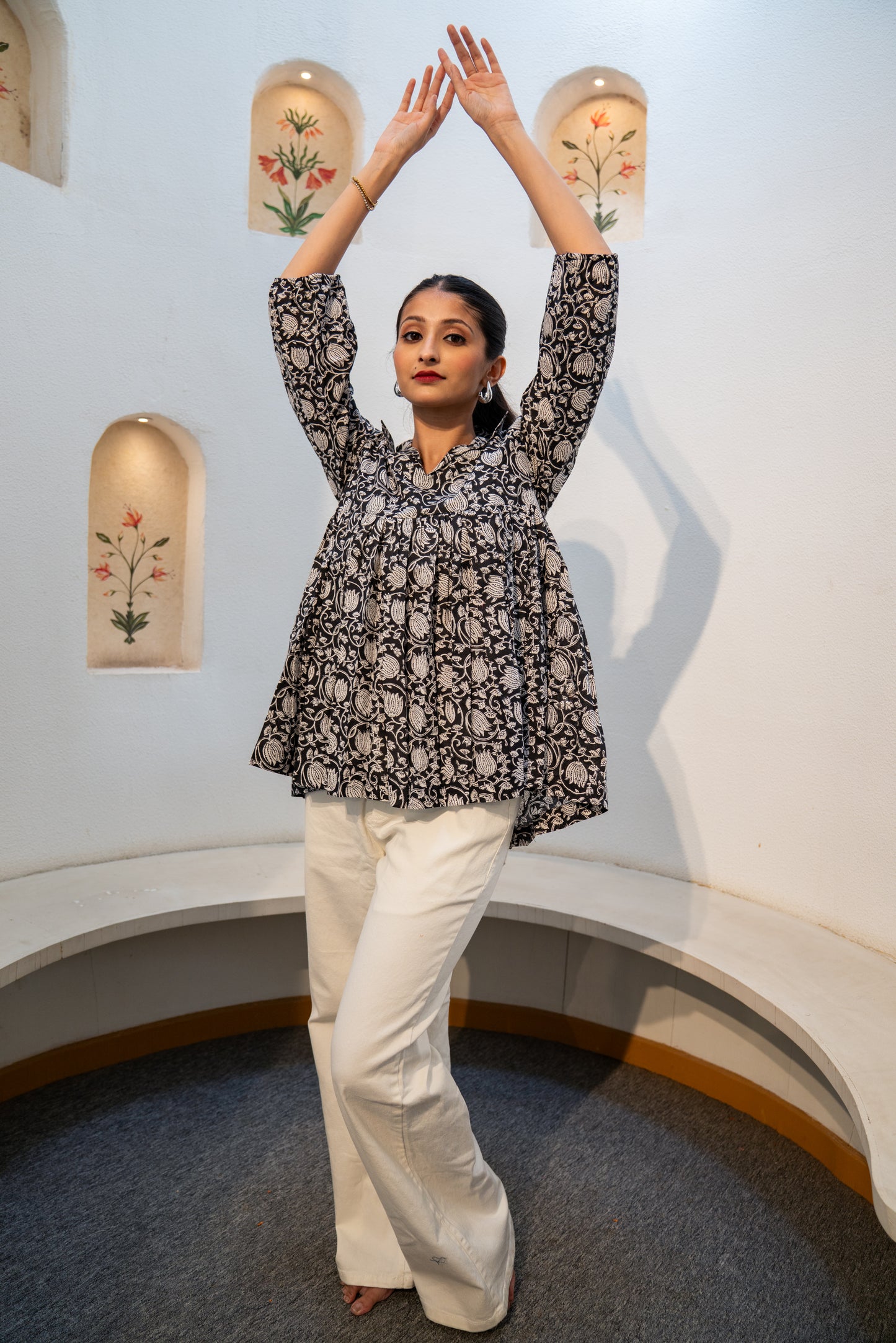 Black Lotus - Cotton Peplum Top
