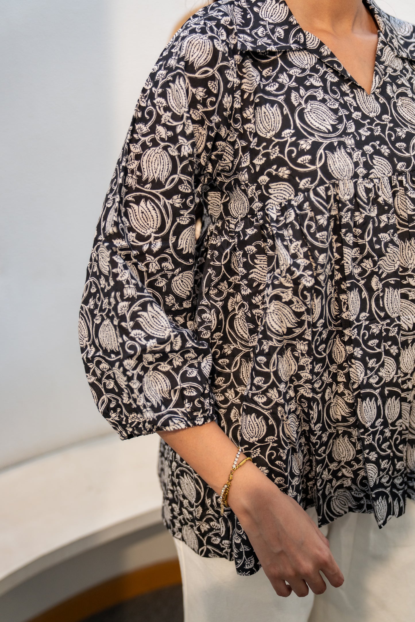 Black Lotus - Cotton Peplum Top