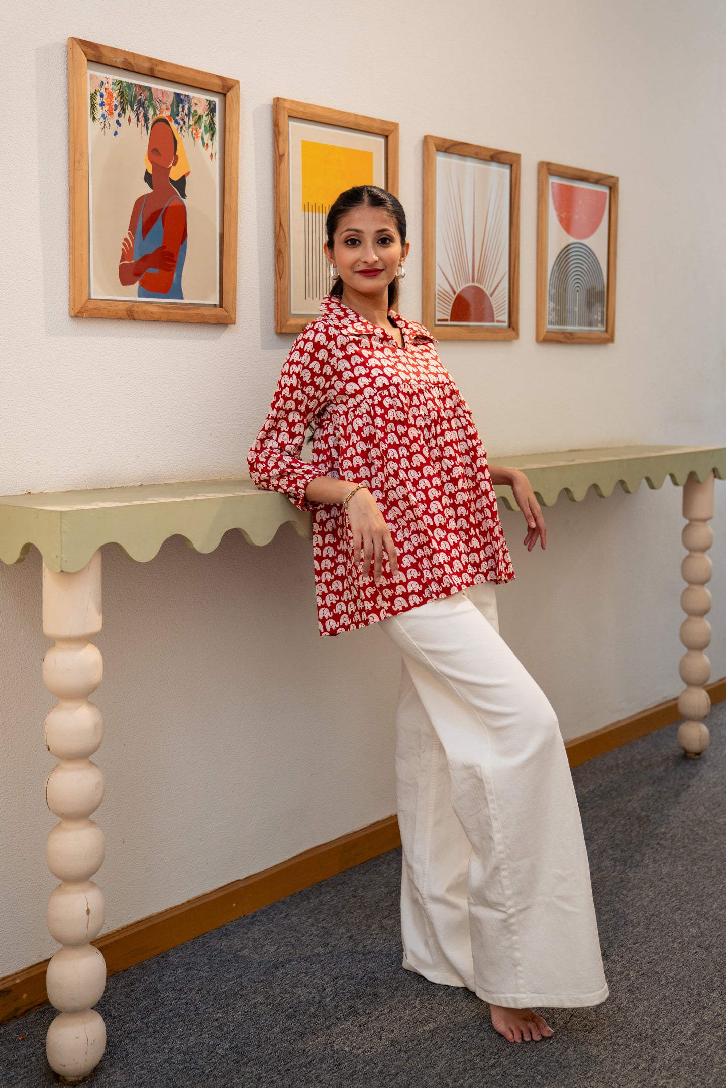 Ruby Elephant - Cotton Peplum Top