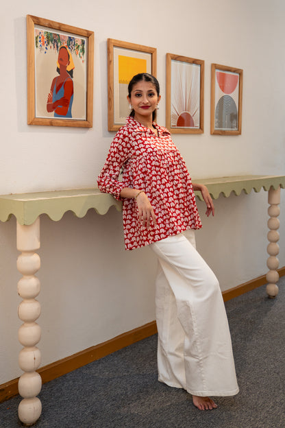 Ruby Elephant - Cotton Peplum Top