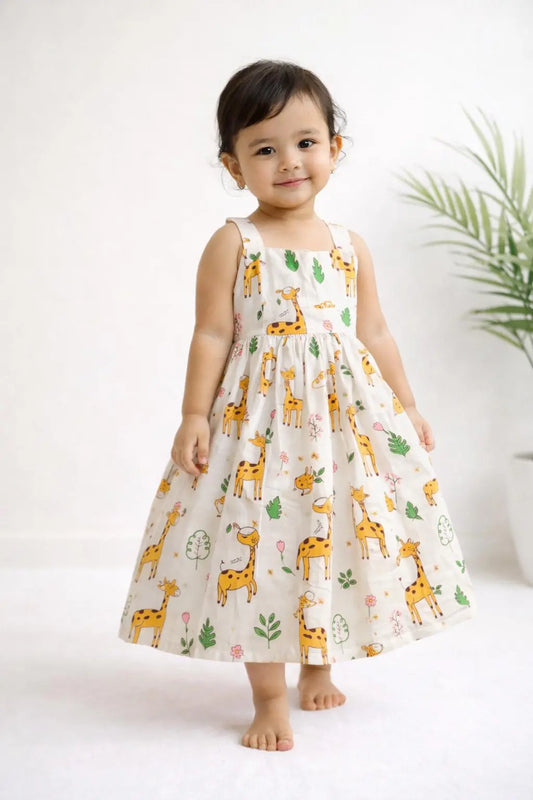 👉 Little Safari Cotton Frock 🦒🌿 image 0