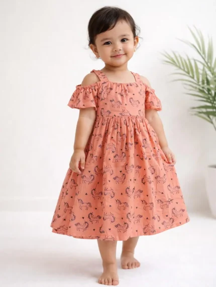 👉 Peachy Unicorn Dream Frock 🦄✨